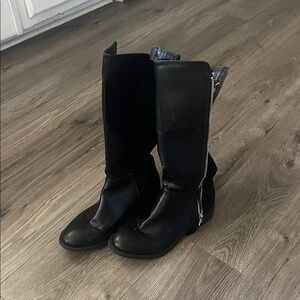 Black Knee-High Boots with Zipper, Steve Madden